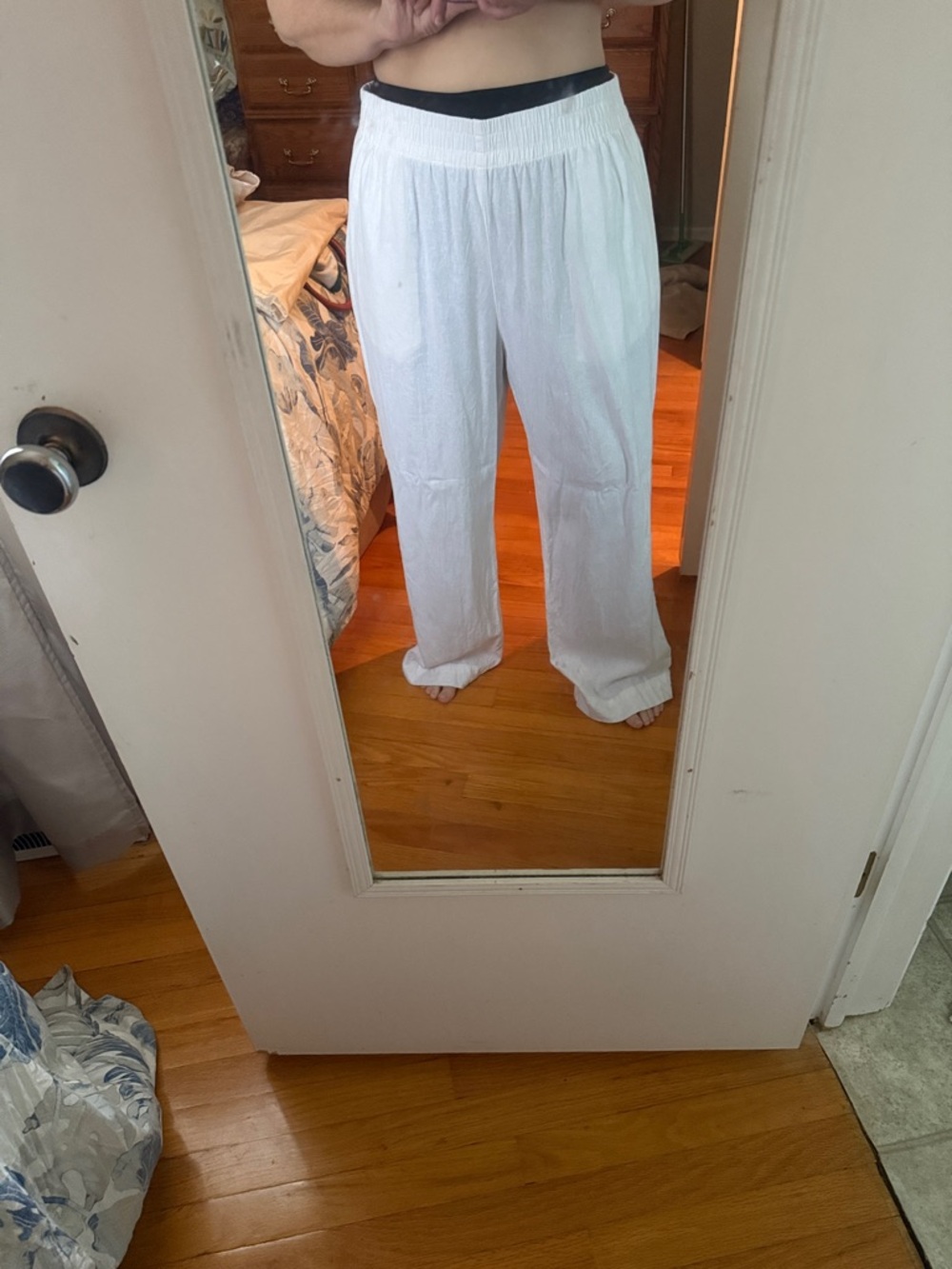 Old Navy White Wide-Leg Smocked Waist Pants